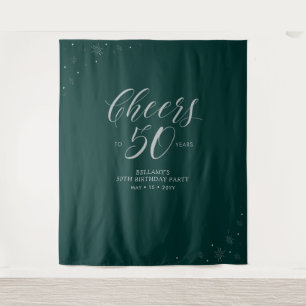 Bis 50 Jahre Silver & Green Geburtstagsparty Wandteppich