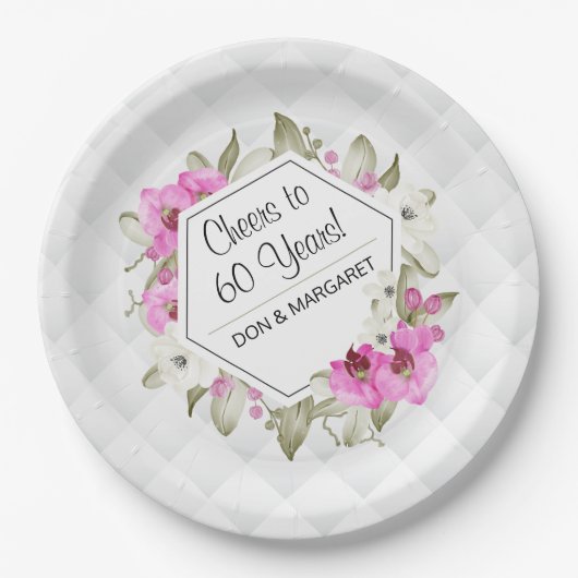 Bis 60 Jahre Diamond Geometric Pink Custom Pappteller (Vorderseite)