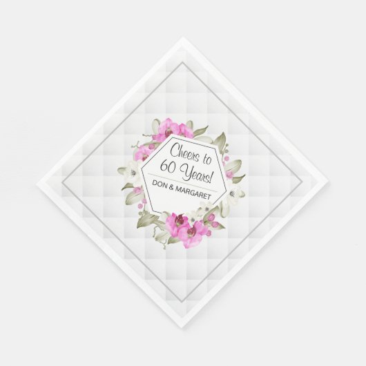 Bis 60 Jahre Diamond Geometric Pink Custom Serviette (Ecke)