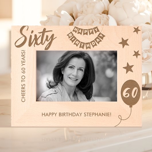 Bis 60 Jahre Glück zum Geburtstag Geätzte Rahmen