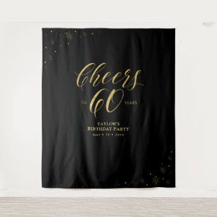Bis 60 Jahre Gold & Black Birthday Party Wandteppich