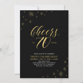 Bis 70 | Gold & Black 70. Geburtstagsparty Einladung