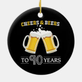 Bis 90 Jahre Käse und Bier Keramik Ornament (Hinten)