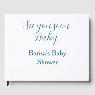 bis bald baby shower blau name datum einfach gästebuch