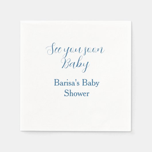 bis bald baby shower blau name datum einfach serviette (Vorderseite)