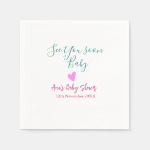 bis bald baby shower grün pink herz trendy m serviette