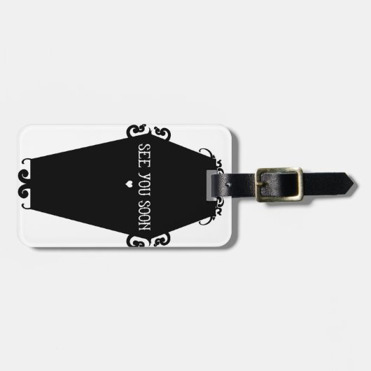 Bis bald Memento Mori Sarg-Entwurf Gepäckanhänger (Vorderseite horizontal)