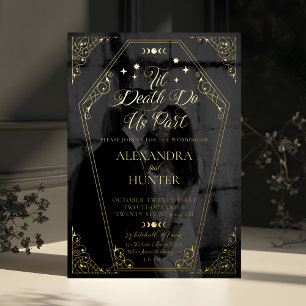Bis dass der Tod die Wassermalerei Schwarze gothic Folieneinladung