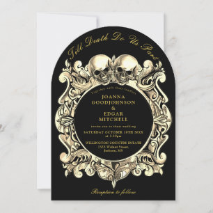 Bis dass der Tod gothic schwarze und goldene gebog Einladung