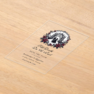 Bis dass der Tod uns scheidet Elegante Goth Save-t Acryleinladungen