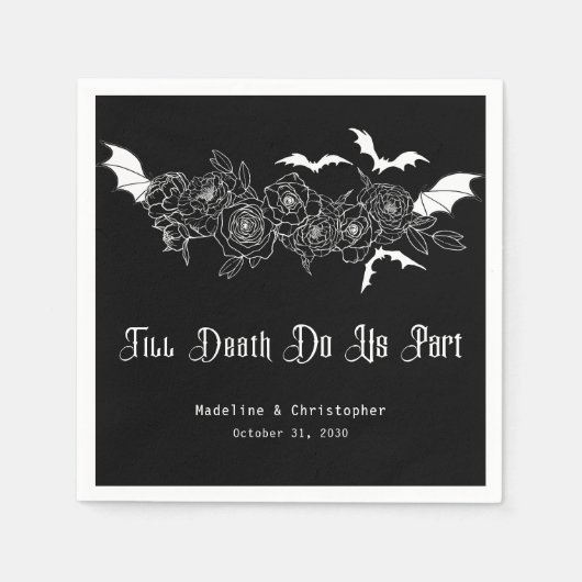 Bis dass der Tod uns scheidet Gothic Black Hochzei Serviette (Vorderseite)