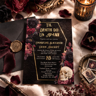 Bis dass der Tod uns scheidet Gothic Floral Foto H Folieneinladung
