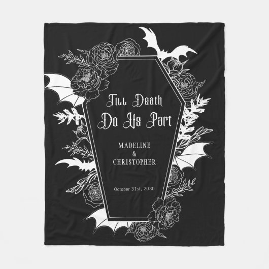 Bis dass der Tod uns scheidet Gothic Floral Schwar Fleecedecke (Vorderseite)