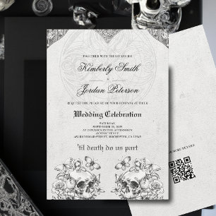 Bis dass der Tod uns scheidet Gothic Hochzeit QR-C Einladung