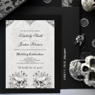 Bis dass der Tod uns scheidet Gothic-Hochzeit Schw Einladung