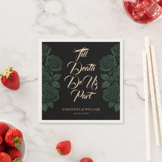 Bis dass der Tod uns scheidet Grüne Rose Gotische Serviette (Beispiel)