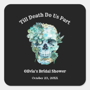 Bis dass der Tod uns scheidet Halloween Brautparty Quadratischer Aufkleber