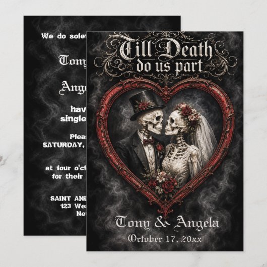 Bis dass der Tod uns scheidet Hochzeit Einladung (Vorne/Hinten)
