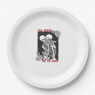 Bis dass der Tod uns scheidet Hochzeits-Skelett-Pa Pappteller