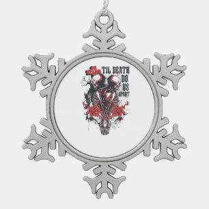 Bis dass der Tod uns scheidet – Minimalistische Sk Schneeflocken Zinn-Ornament