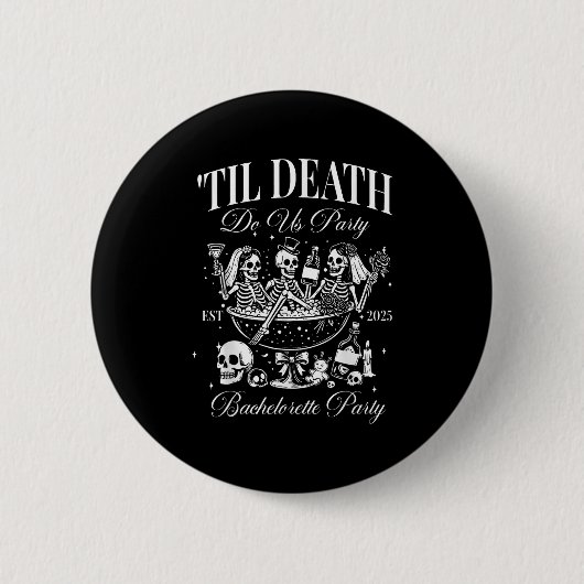 Bis dass der Tod uns scheidet Retro-Halloween-Jung Button (Vorderseite)