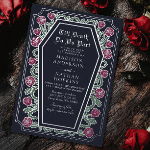 Bis dass der Tod uns scheidet Rose Schwarze gotisc Folieneinladung