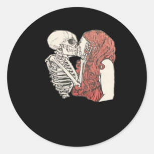 Bis dass der Tod uns scheidet Skelett Art Klassike Runder Aufkleber