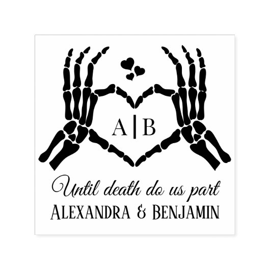 Bis dass der Tod uns scheidet Skelett Hände Herz Z Permastempel (Design)