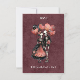 Bis dass der Tod uns scheidet Skelett-RSVP RSVP Karte
