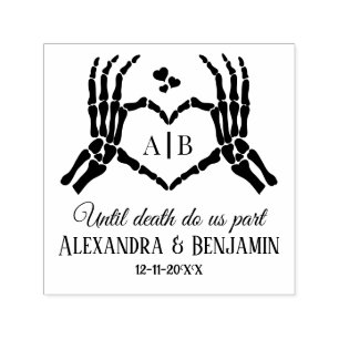 Bis dass der Tod uns scheidet Skeletthände Herzzei Permastempel