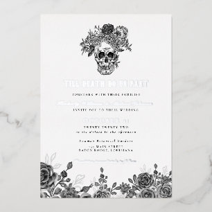 Bis dass der Tod uns scheidet Totenkopf-Hochzeit Folieneinladung