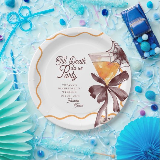 Bis Death Bow Cocktail Halloween Bachelorette Pappteller (Party)