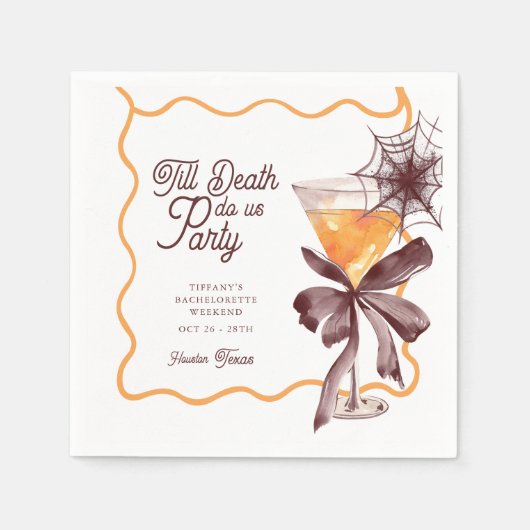 Bis Death Bow Cocktail Halloween Bachelorette Serviette (Vorderseite)