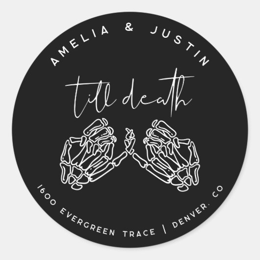 Bis Death Gothic Wedding Envelope Adressenaufklebe Runder Aufkleber (Vorderseite)