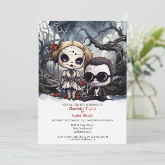 Bis der Tod machen wir Teil Braut und Gräuel Einladung (Stehend Vorderseite)