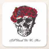 Bis der Tod macht uns Teil Rote Rose Napkin Rechteckiger Pappuntersetzer (Vorderseite)
