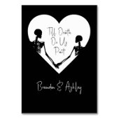 Bis der Tod macht uns Teil Skelett Hochzeit weiß Tischnummer (Rückseite)