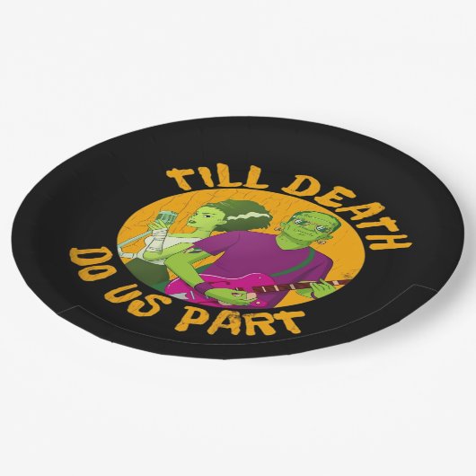 Bis der Tod macht uns Teil! Witziges Halloween-Des Pappteller (Schrägansicht)