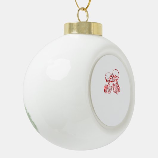 Bis der Tod uns beiseite lässt (rot transparent) Keramik Kugel-Ornament (Links)