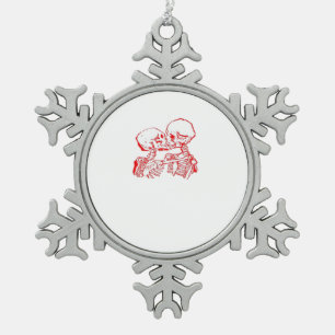 Bis der Tod uns beiseite lässt (rot transparent) Schneeflocken Zinn-Ornament