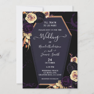 Bis der Tod uns lila Sarg-Gotik-Hochzeit trennt Einladung