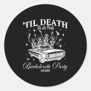 Bis der Tod uns scheidet Retro-Halloween-Junggesel Runder Aufkleber