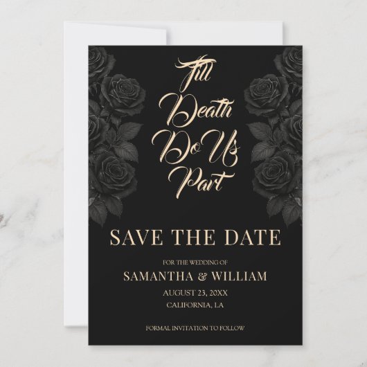 Bis der Tod uns Teil der gotischen Hochzeit Save The Date (Vorderseite)