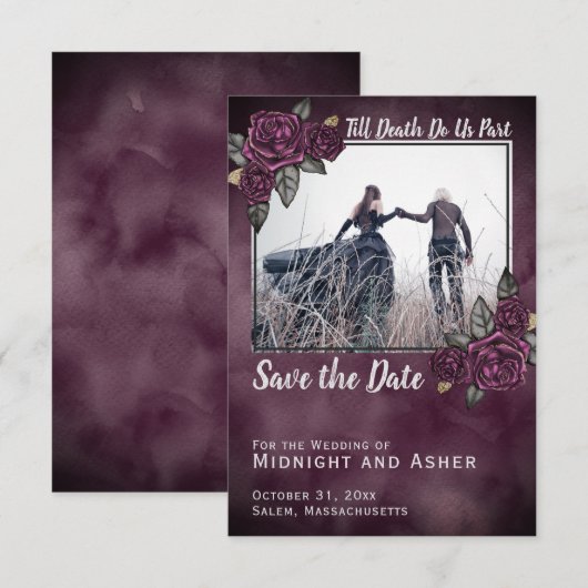 Bis der Tod uns Teil der gotischen Rose Save the D Date (Vorne/Hinten)