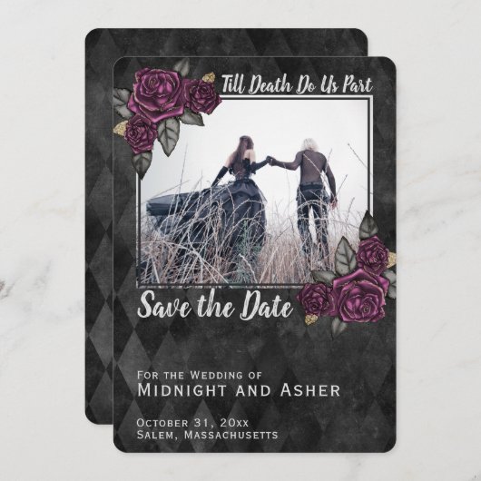 Bis der Tod uns Teil der gotischen Rose Save the D Save The Date (Vorne/Hinten)