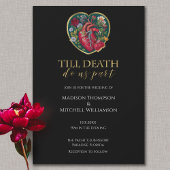 Bis der Tod uns Teil des Herzens Halloween Gold Einladung
