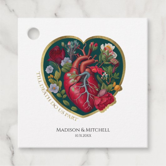 Bis der Tod uns Teil des Herzens Halloween Gold Geschenkanhänger (Vorderseite)