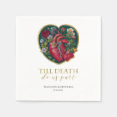 Bis der Tod uns Teil des Herzens Halloween Gold Serviette (Vorderseite)