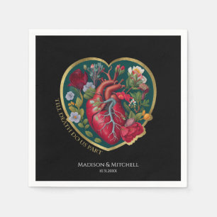 Bis der Tod uns Teil des Herzens Halloween Gold Serviette