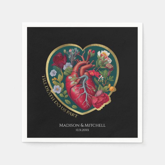 Bis der Tod uns Teil des Herzens Halloween Gold Serviette (Vorderseite)